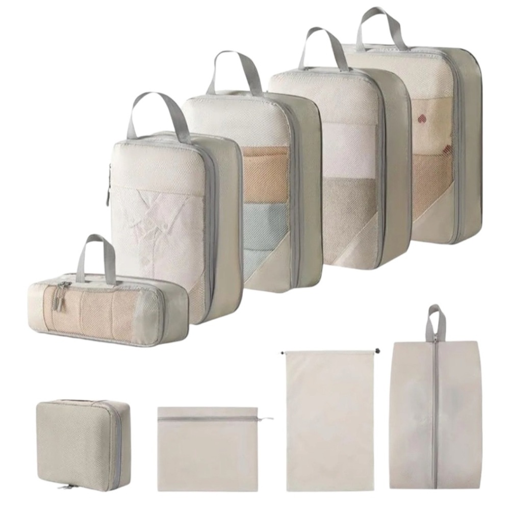 Cream Travel Bag Collection 10 Pieces